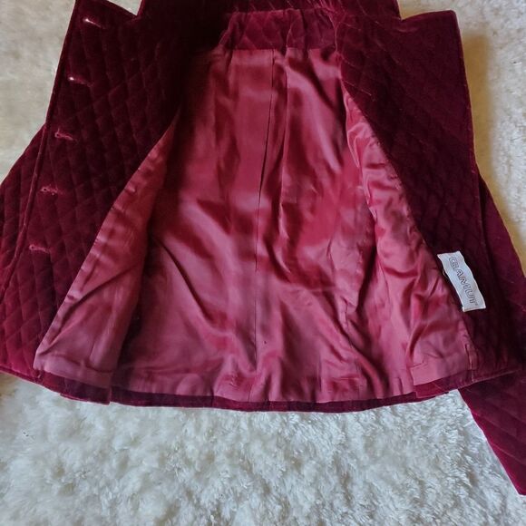 Vintage Gamut  Women's Quilted Blazer Military  Jacket Size XS Burgundy Preppy - Picture 3 of 11